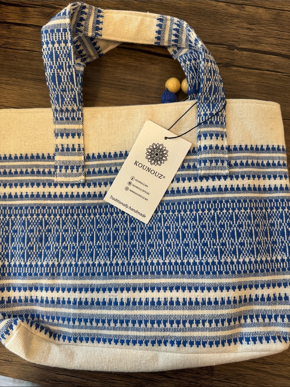 Blue & Cream Handwoven Tote